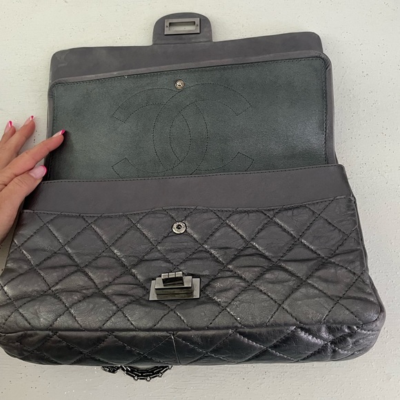 Authentic Chanel Classic Reissue Aged Calfskin Flap Bag - Silver - Picture 11 of 16